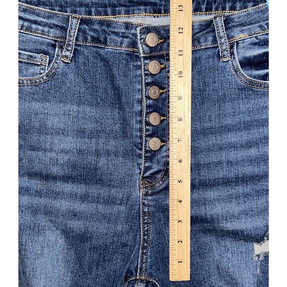 NWT Cupshe Button Fly Distressed High-Rise Skinny Jeans XL 32"x26" - Picture 4 of 8